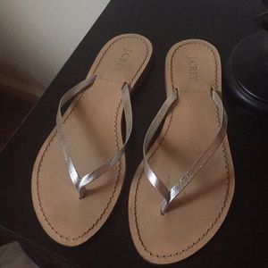 J. crew silver leather sandals